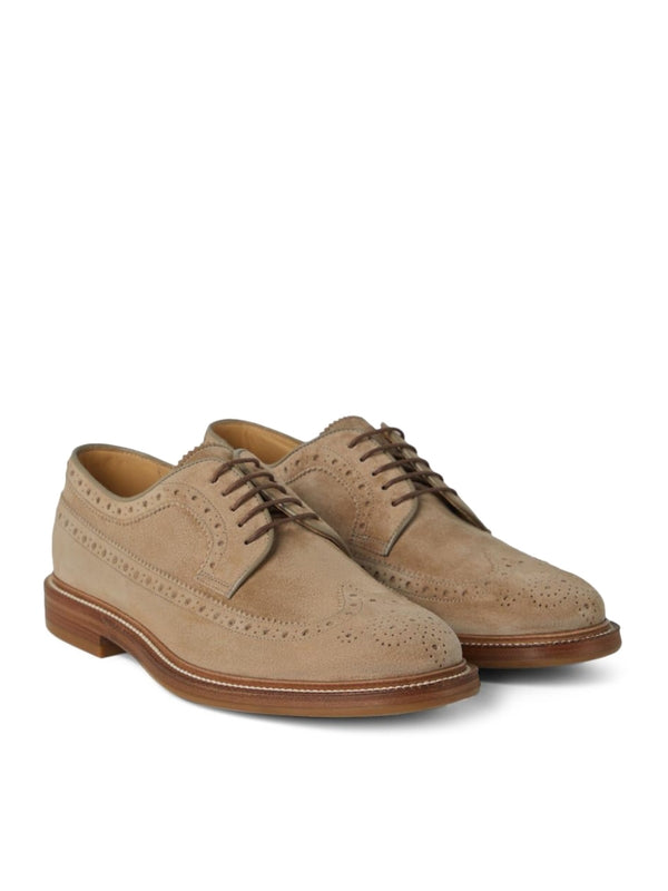 Brogue Suede Calfskin Lace-Up
  Shoes