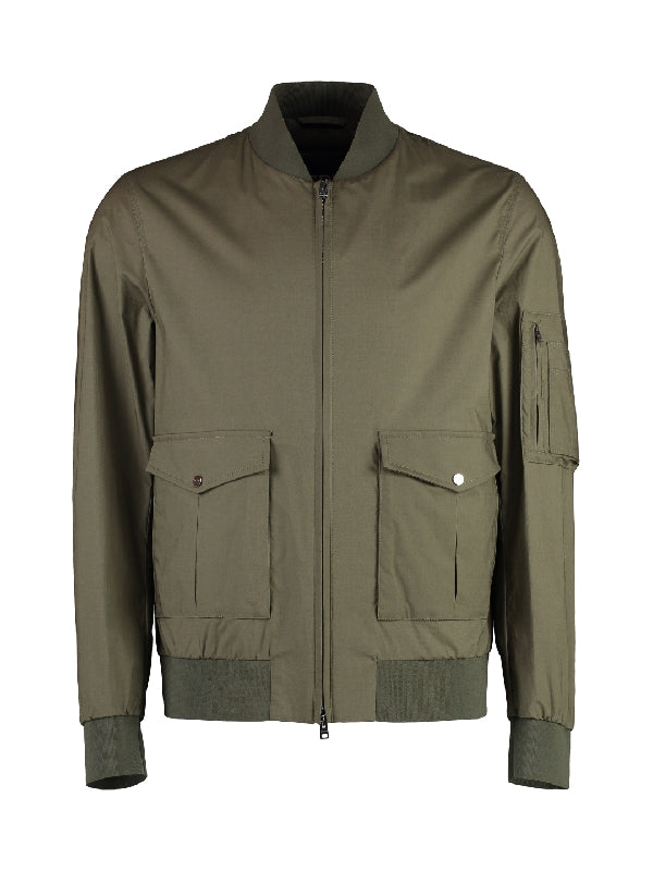 Cotton Blend Pocket Bomber Jacket