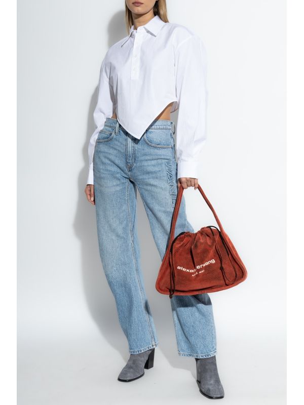 徽标棉质牛仔裤