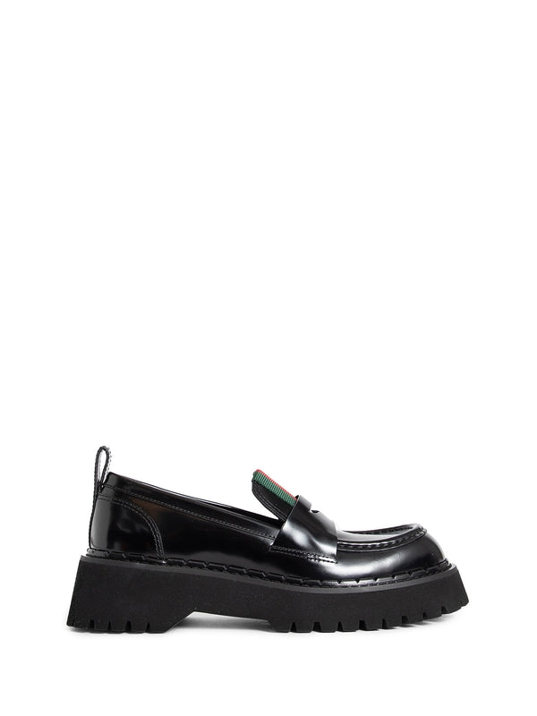 Web Detail Leather Loafers