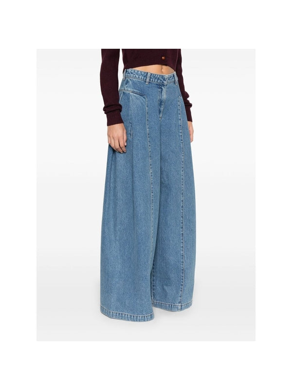 Wide Cotton Denim Pants