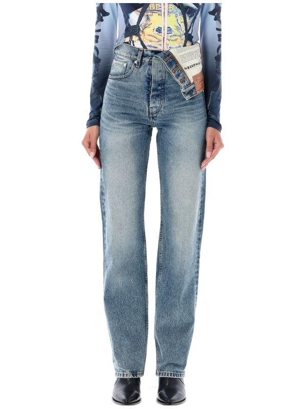 Asymmetrical Denim Pants