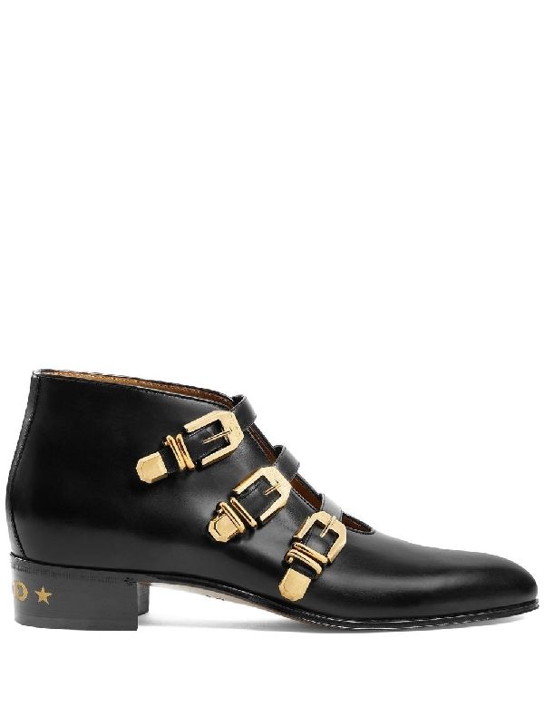 Buckle Strap Leather Ankle Boots