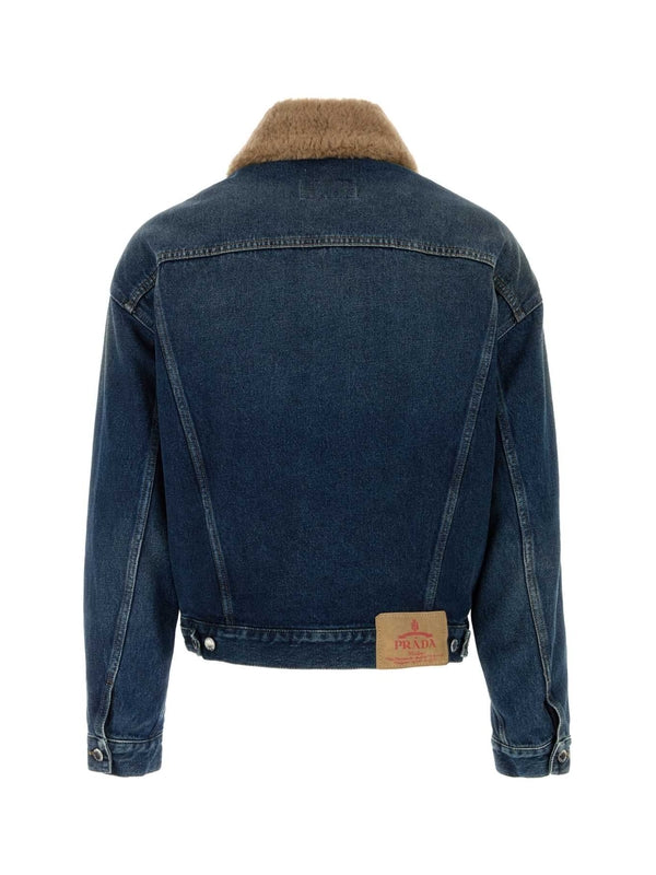 Triangle Logo Shearling Collar
  Denim Jacket