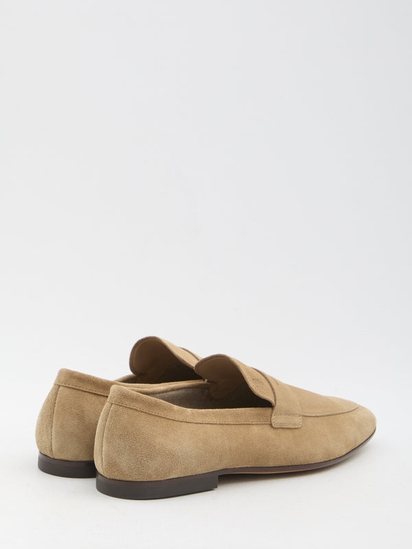 T Logo Suede Leather Loafer