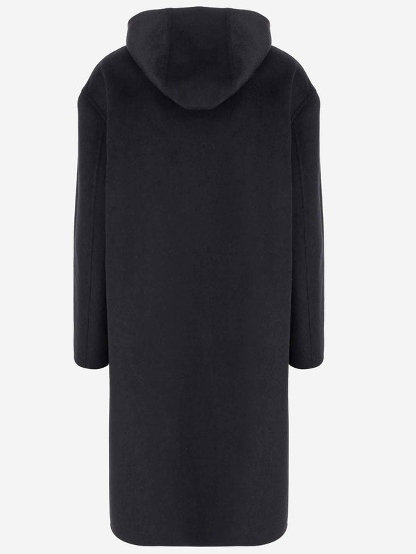 Black Hooded Cashmere Coat