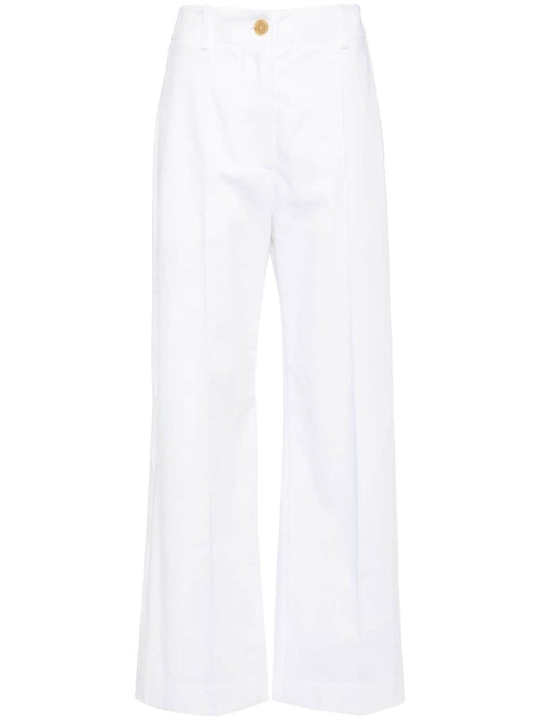 Wide Cotton Pleated Trousers