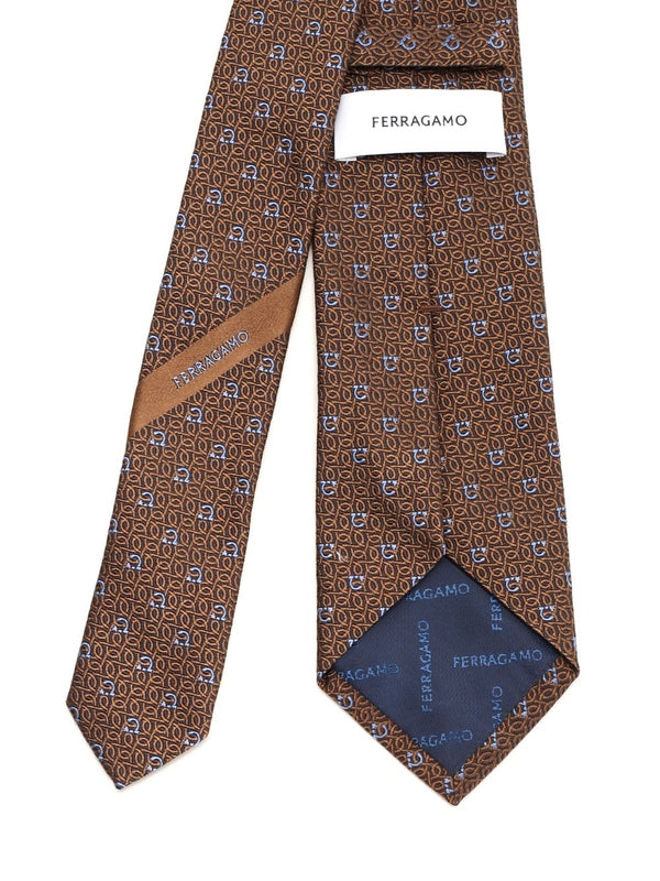 Gancini Pattern Silk Tie