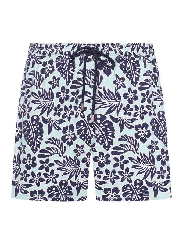 Pattern Printing Drawstring Swim Shorts