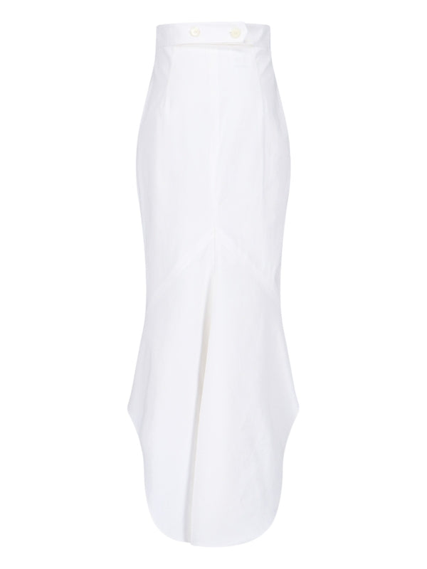 Asymmetric Hem Pocket Cotton Skirt