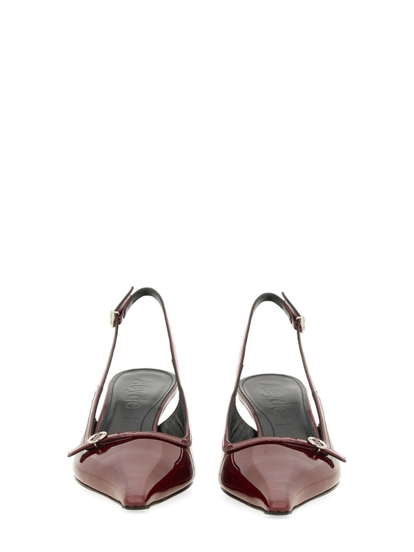 Burgundy Calfskin Slingback Heel