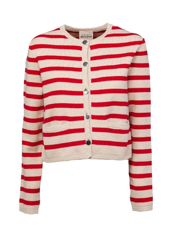 Stripe Crew Neck Cardigan