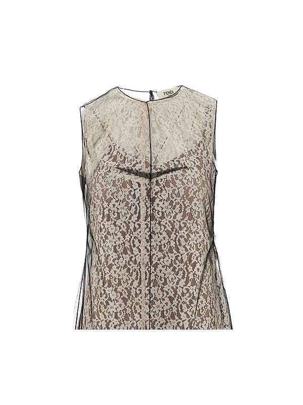 Tulle Layered Lace Midi Dress