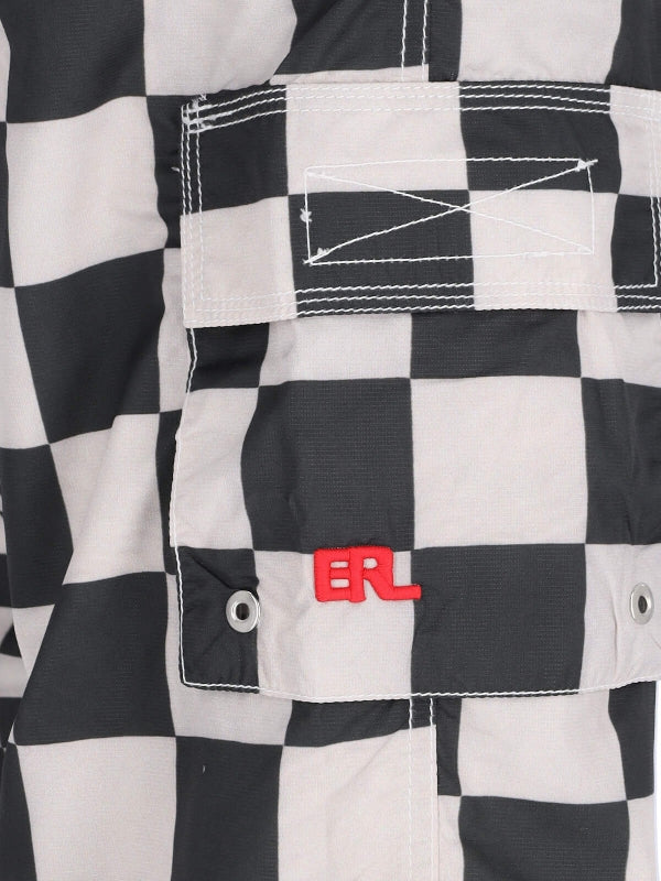 Checkerboard Printing Swim Shorts