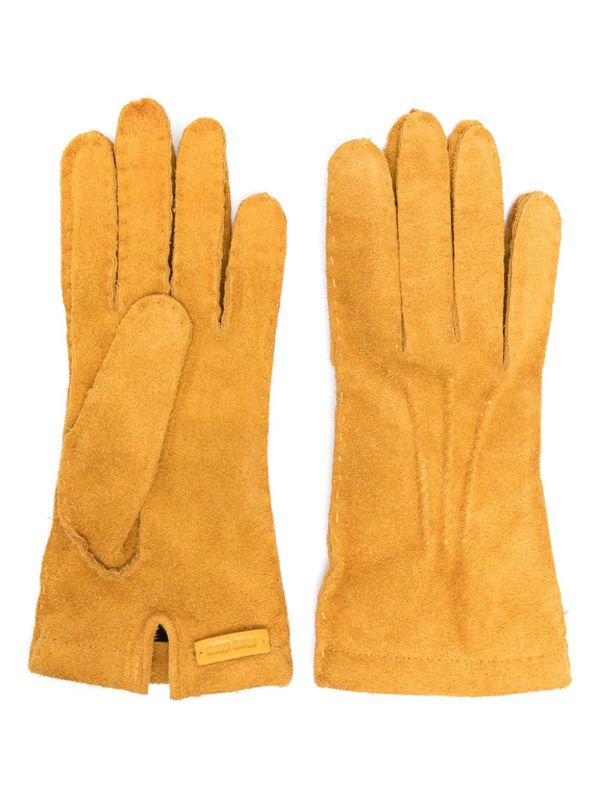 Logo Patch Leather Gloves