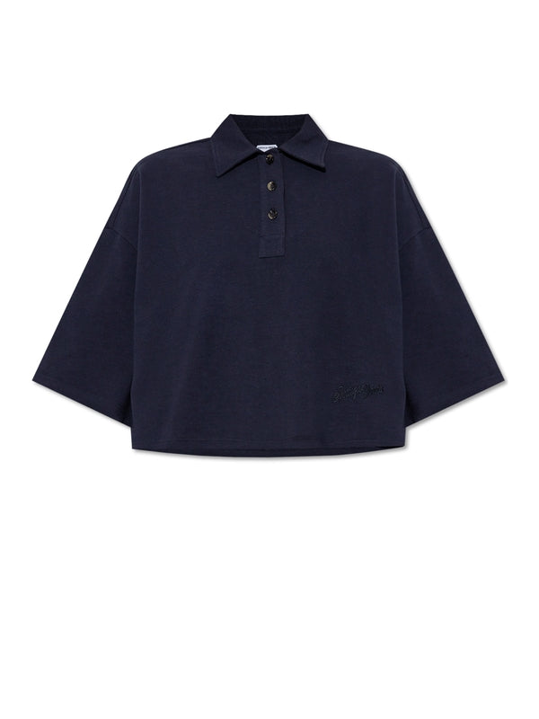 Crop Short
  Sleeve Cotton Polo Shirt