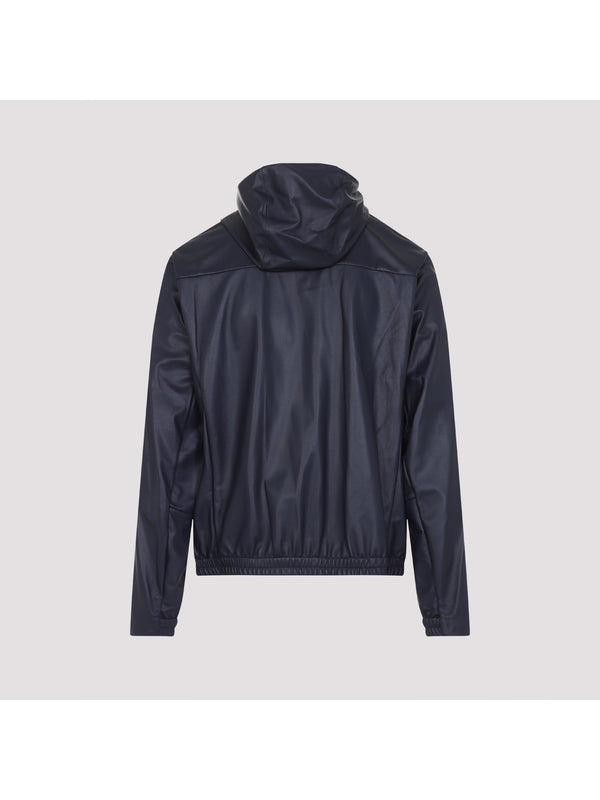 Logo Patch Hooded Leather Jacket