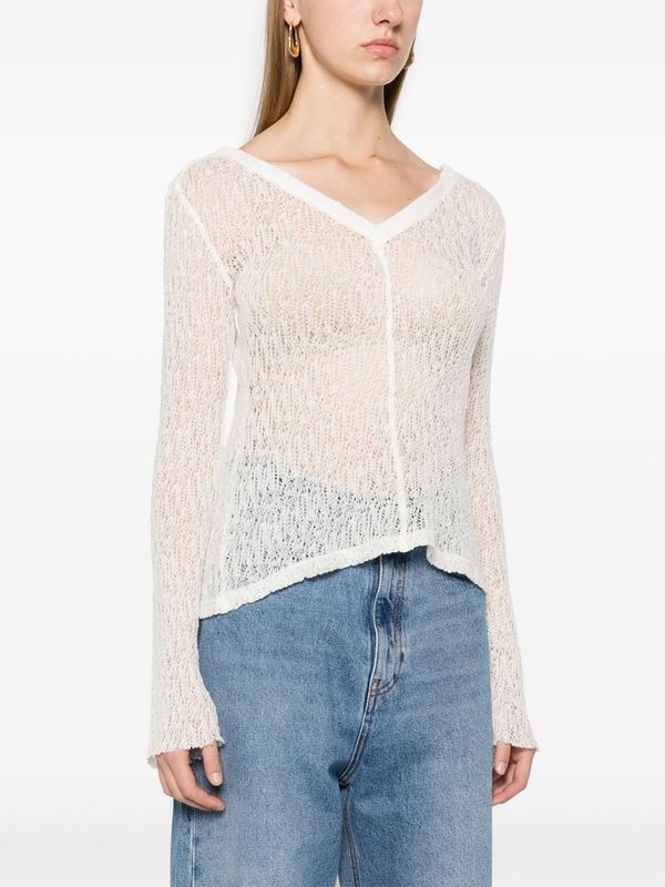 Maeve Open V-neck Wool Sweater