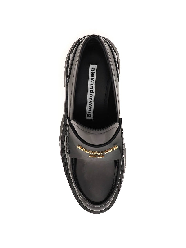 Metal Logo Leather Loafers - Jente