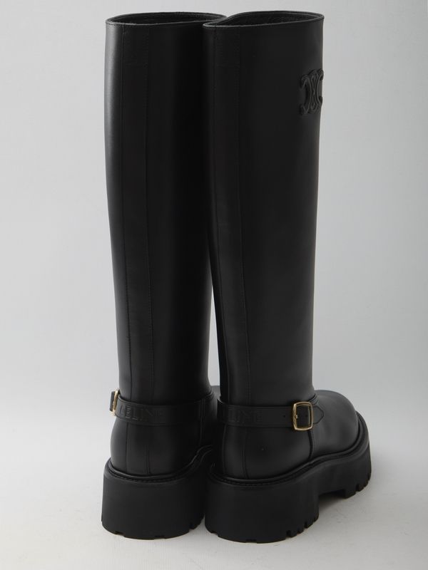 Triomphe Logo Buckle Leather High Boots