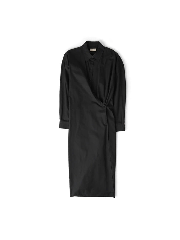 Twist cotton long shirt dress