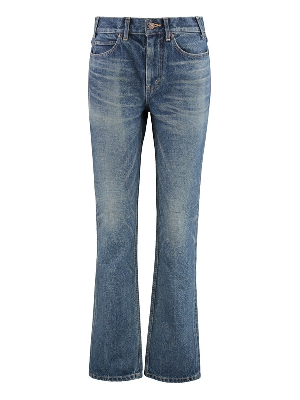 Straight Cotton Denim Pants