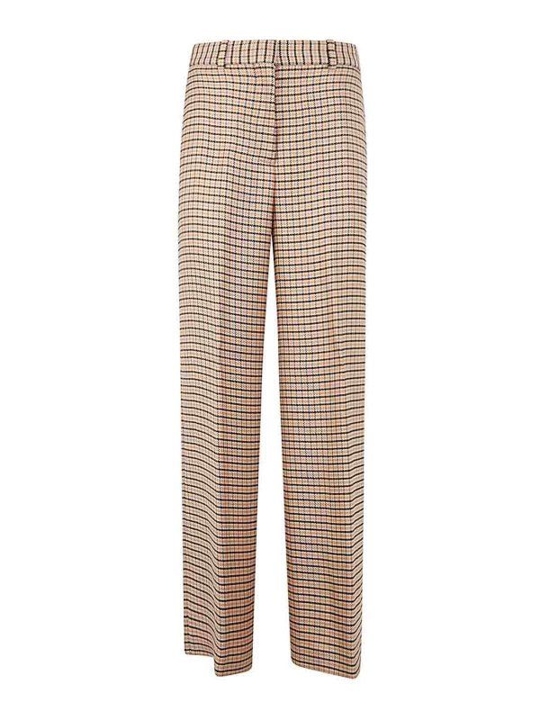 Check Pattern Wide Viscose Pants