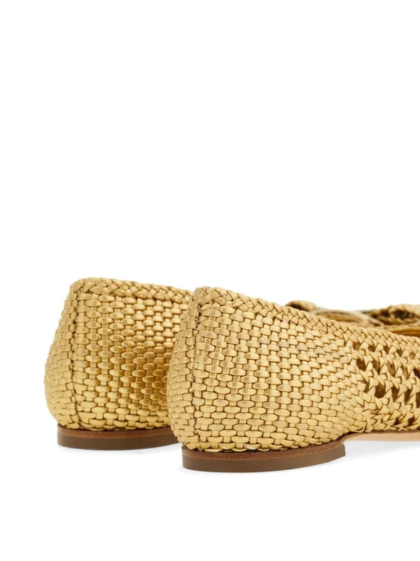 New Vara Metallic Leather Flat Shoes