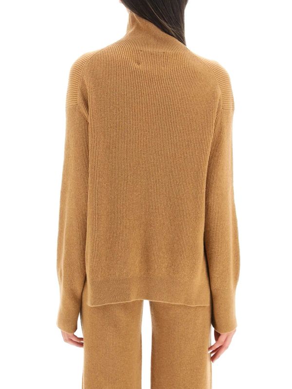 Arya High-neck Slit Wool Blend Knit