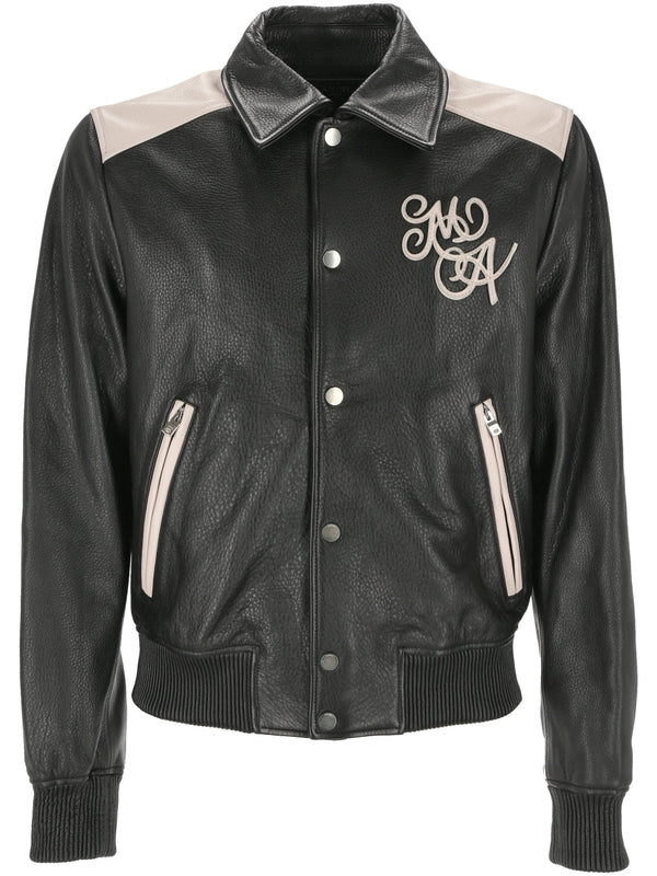 Back Logo Leather Bomber