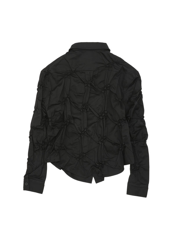 ATTIRE Smocked Black Shirt