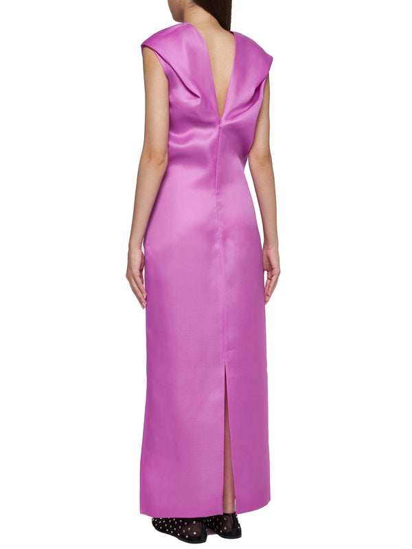 Ima V-Neck Silk Long Dress