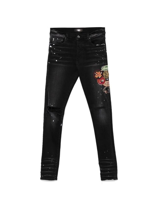 Patch Decoration Distressed
  Denim Pants