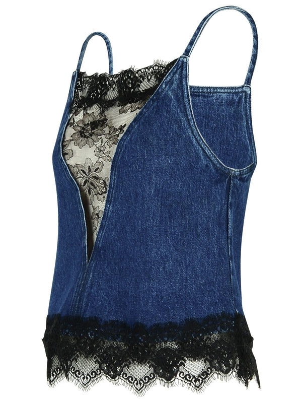 20s Lace Denim Sleeveless Top