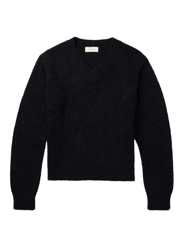 V-Neck Black Cotton Knit