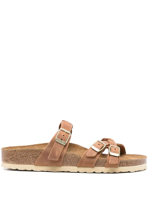 Franca Cross Buckle Leather Sandals