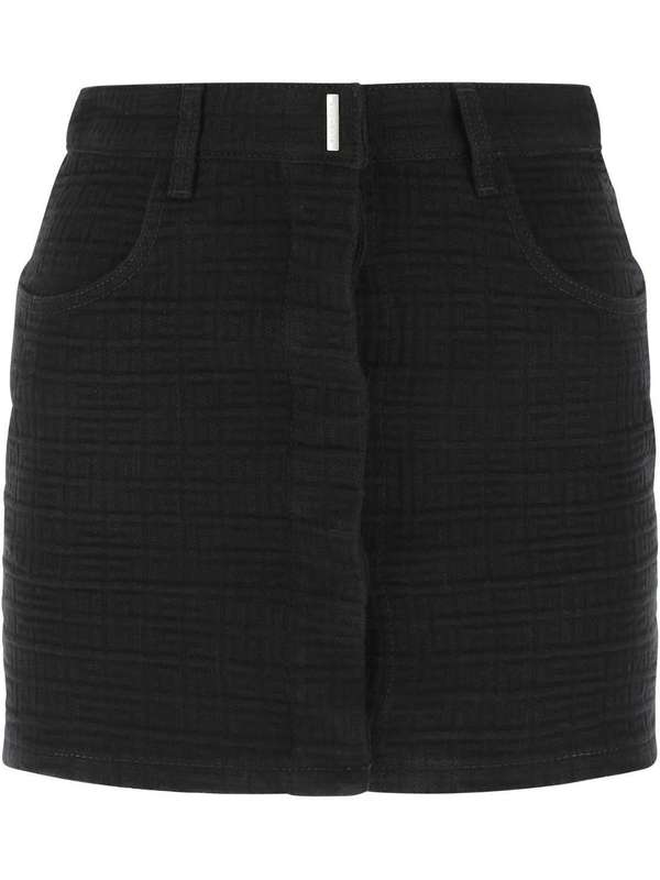 Allover 4g Pattern Black Mini Skirt