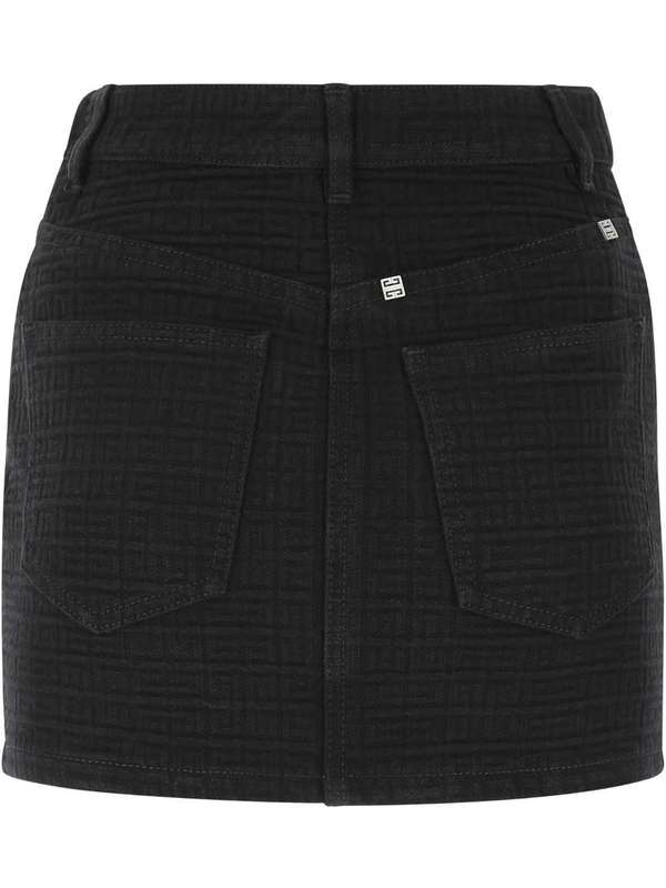 Allover 4g Pattern Black Mini Skirt