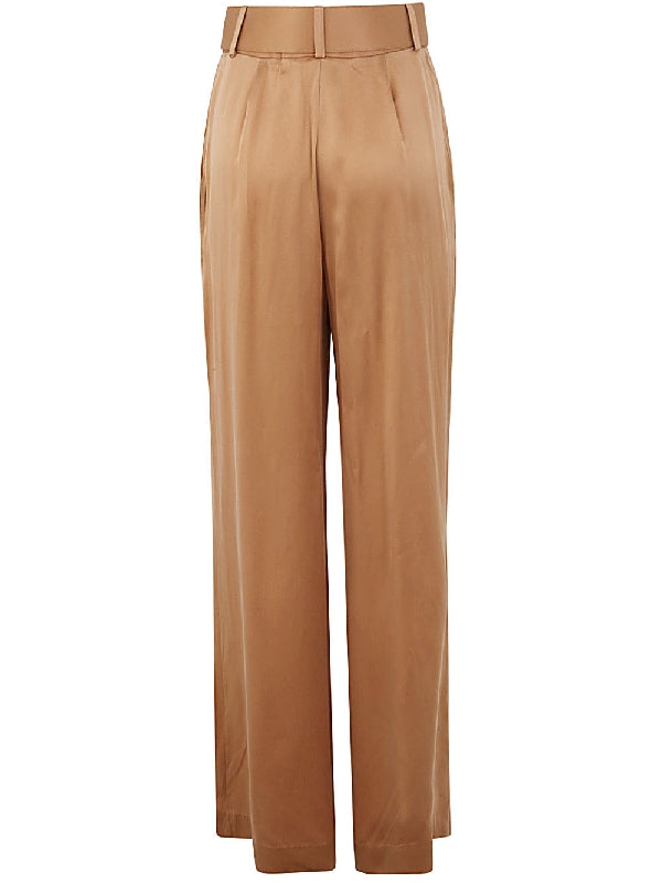 Belted Silk Wide Pants