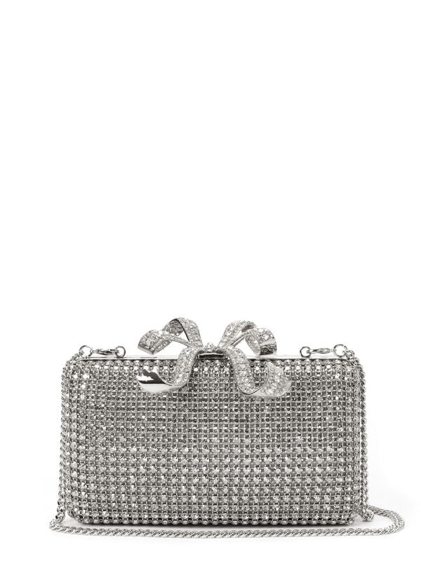 Crystal Bow Adornment Chain
  Clutch Bag