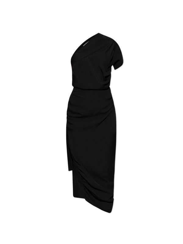 Asymmetric
  One-Shoulder Draped Dress