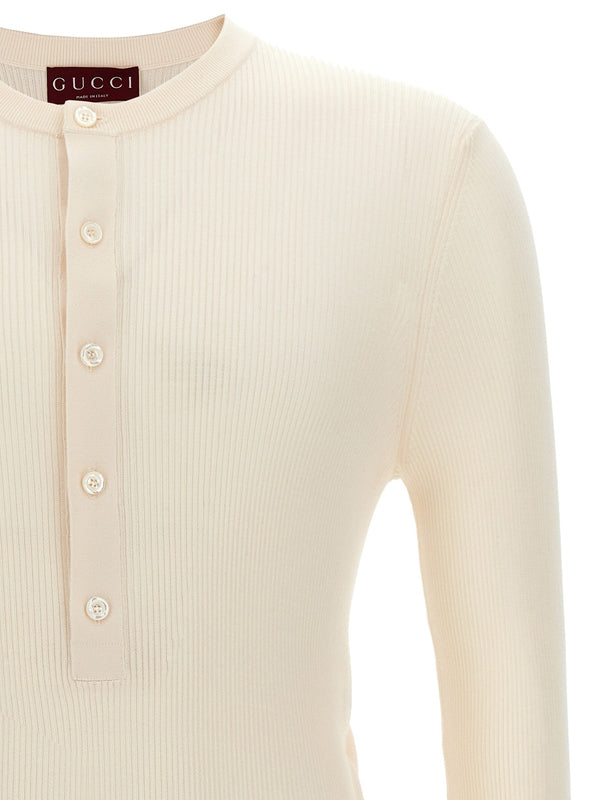 Web Henley Neck Rib Long
  Sleeve Top