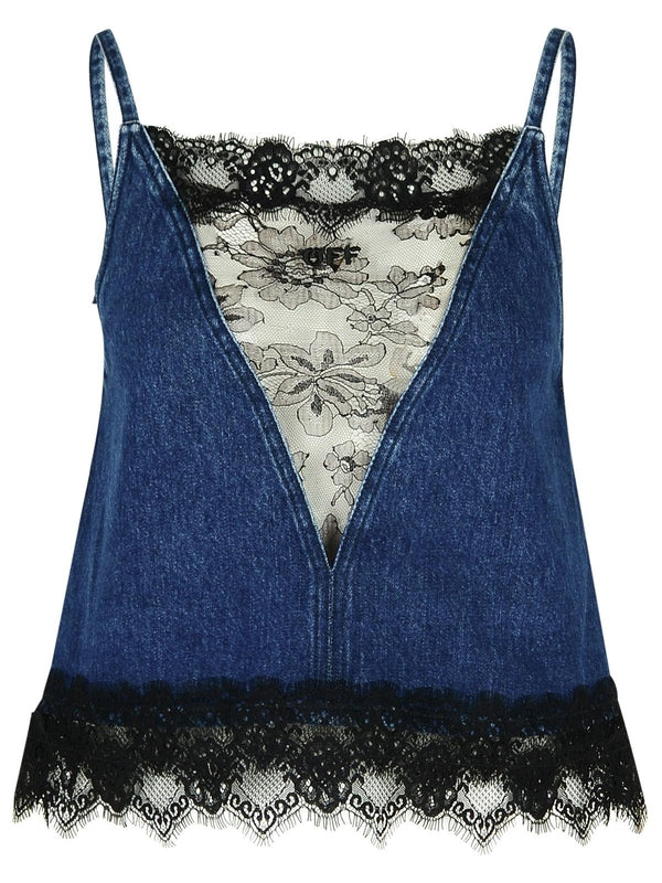 20s Lace Denim Sleeveless Top