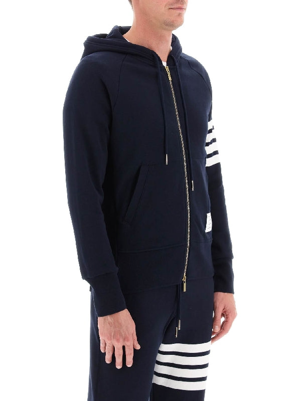 4-Bar Stripe Cotton Hooded Zip-up - Jente