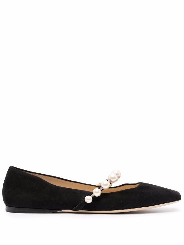 Ade Pearl Strap Suede Flat
  Shoes