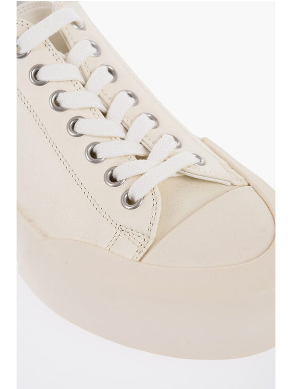 White Leather Low-Top Sneakers