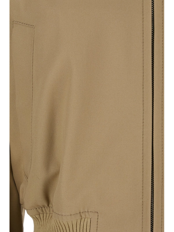 Intrecciato Collar Cotton Zip-Up Jacket