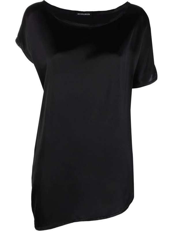 Asymmetric Sleeve Silk Half-Sleeve Top