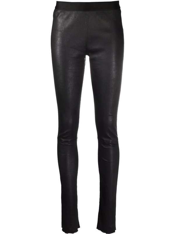 Elastic Waist Lambskin Leggings Pants