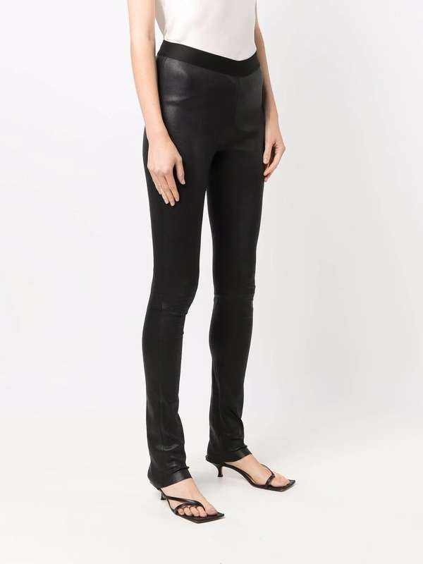 Elastic Waist Lambskin Leggings Pants